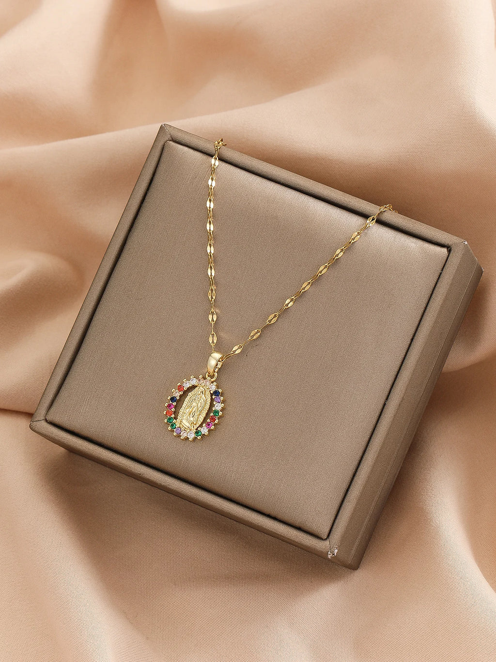 CELESTIA™️ – Virgin Mary Starry Sky Zircon Pendant Necklace