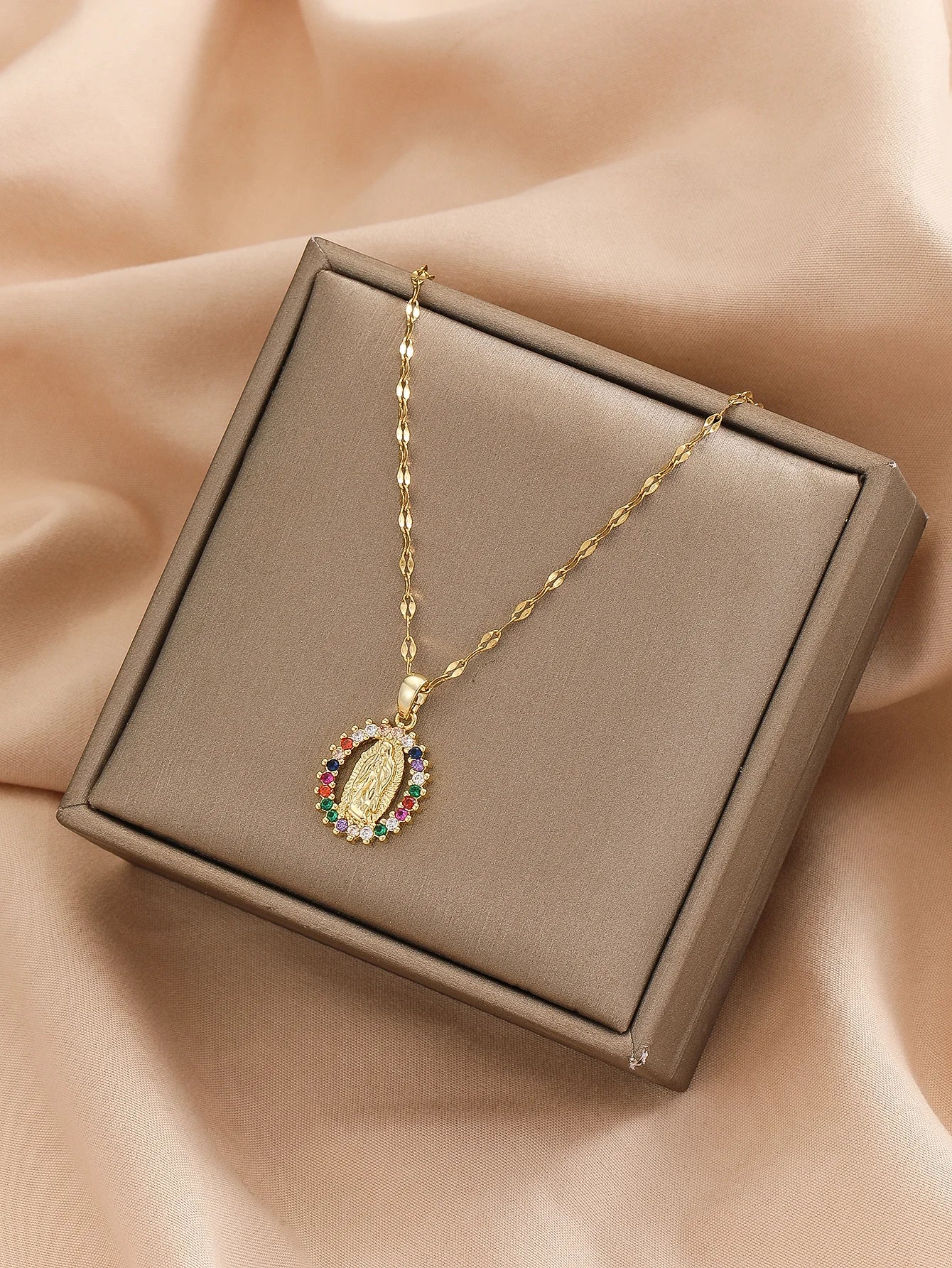 CELESTIA™️ – Virgin Mary Starry Sky Zircon Pendant Necklace