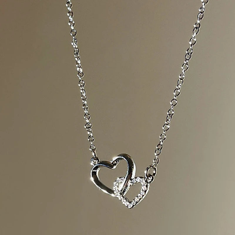 LUMIÉRA™️ – Double Heart Zircon Pendant Necklace