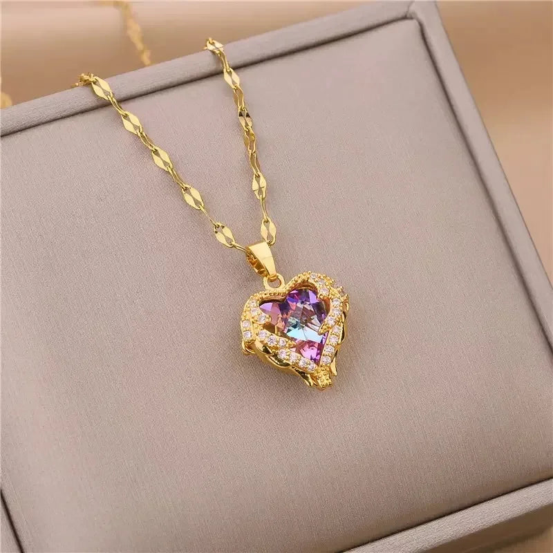 AURORA™️ – Peach Heart Pearl Oyster Clavicle Necklace