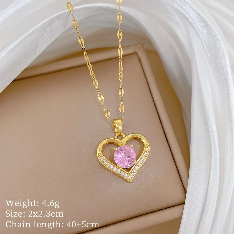 AURORA™️ – Peach Heart Pearl Oyster Clavicle Necklace