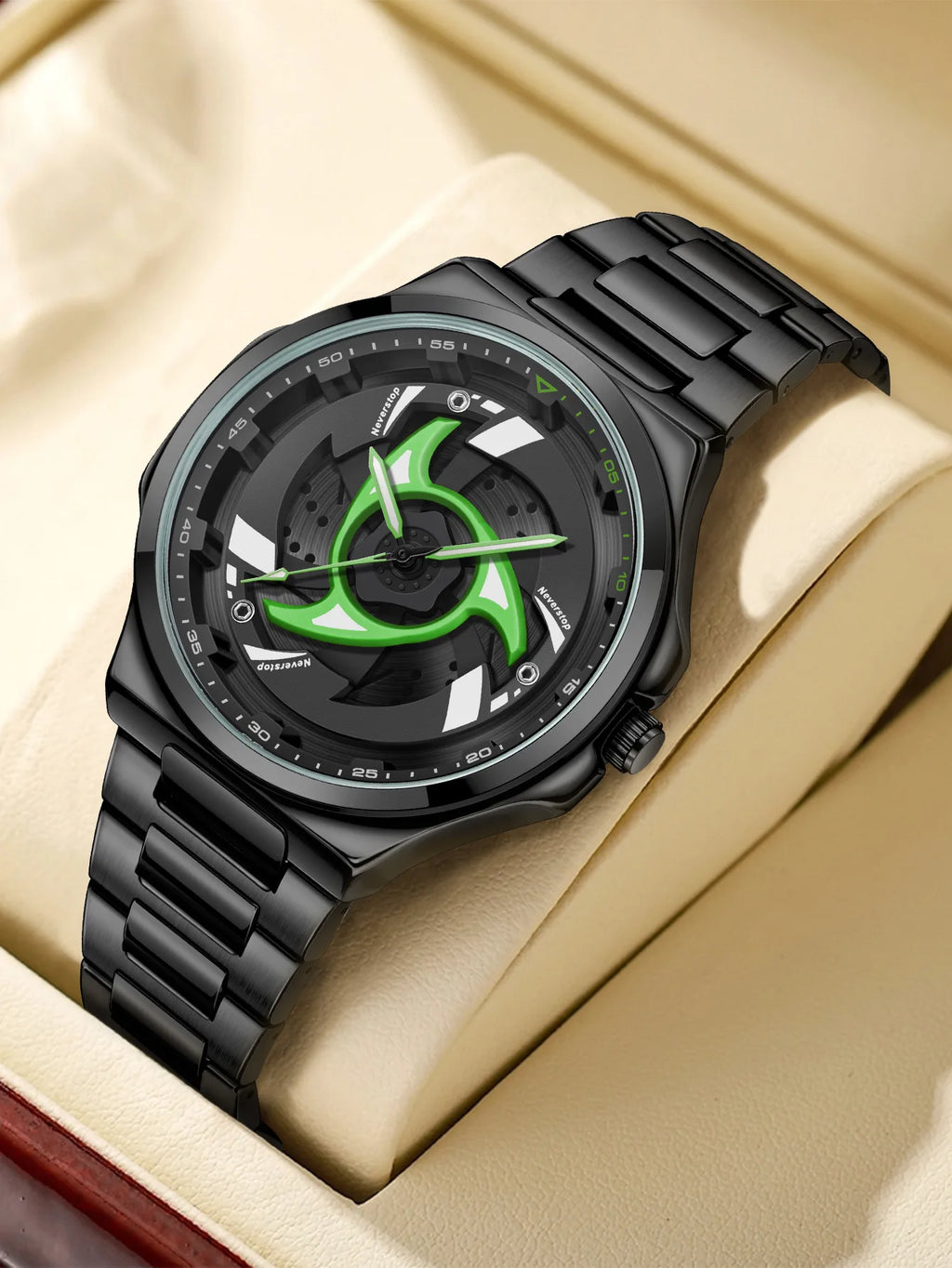 SHARIGEN Anime Quartz Watch – Montre Homme Sharingan Acier Inox Étanche