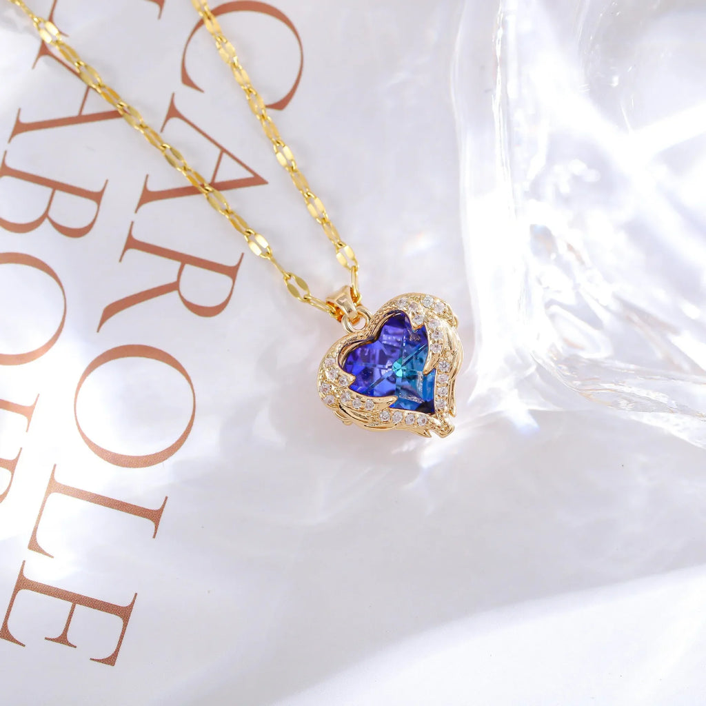 AURORA™️ – Peach Heart Pearl Oyster Clavicle Necklace
