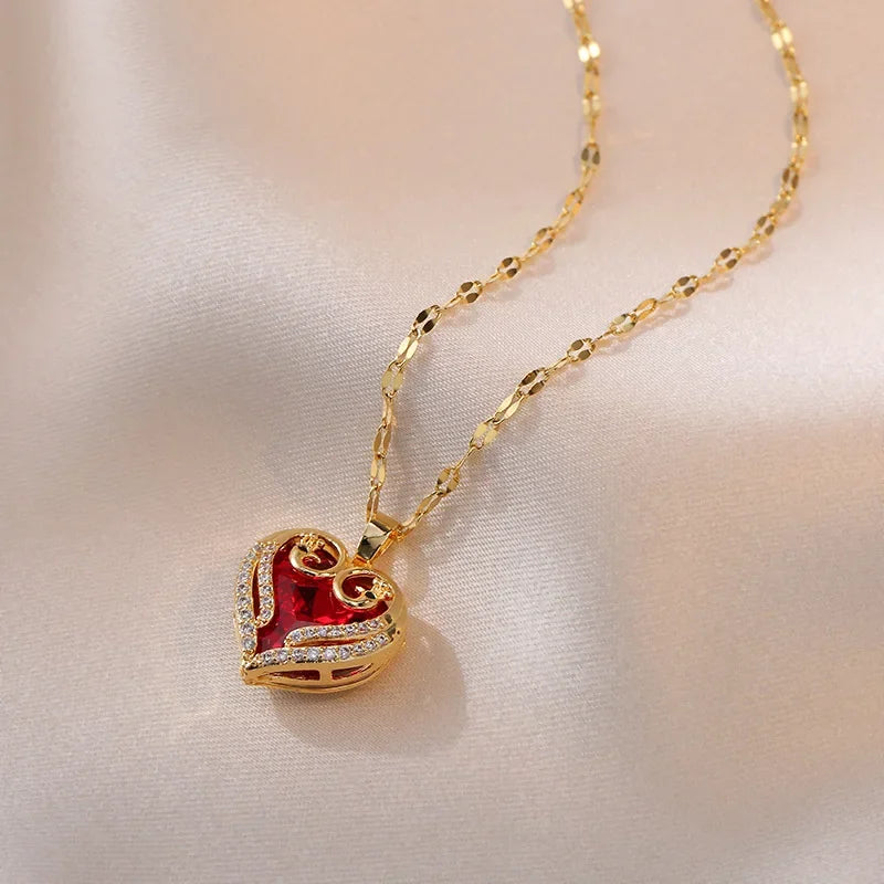AURORA™️ – Peach Heart Pearl Oyster Clavicle Necklace