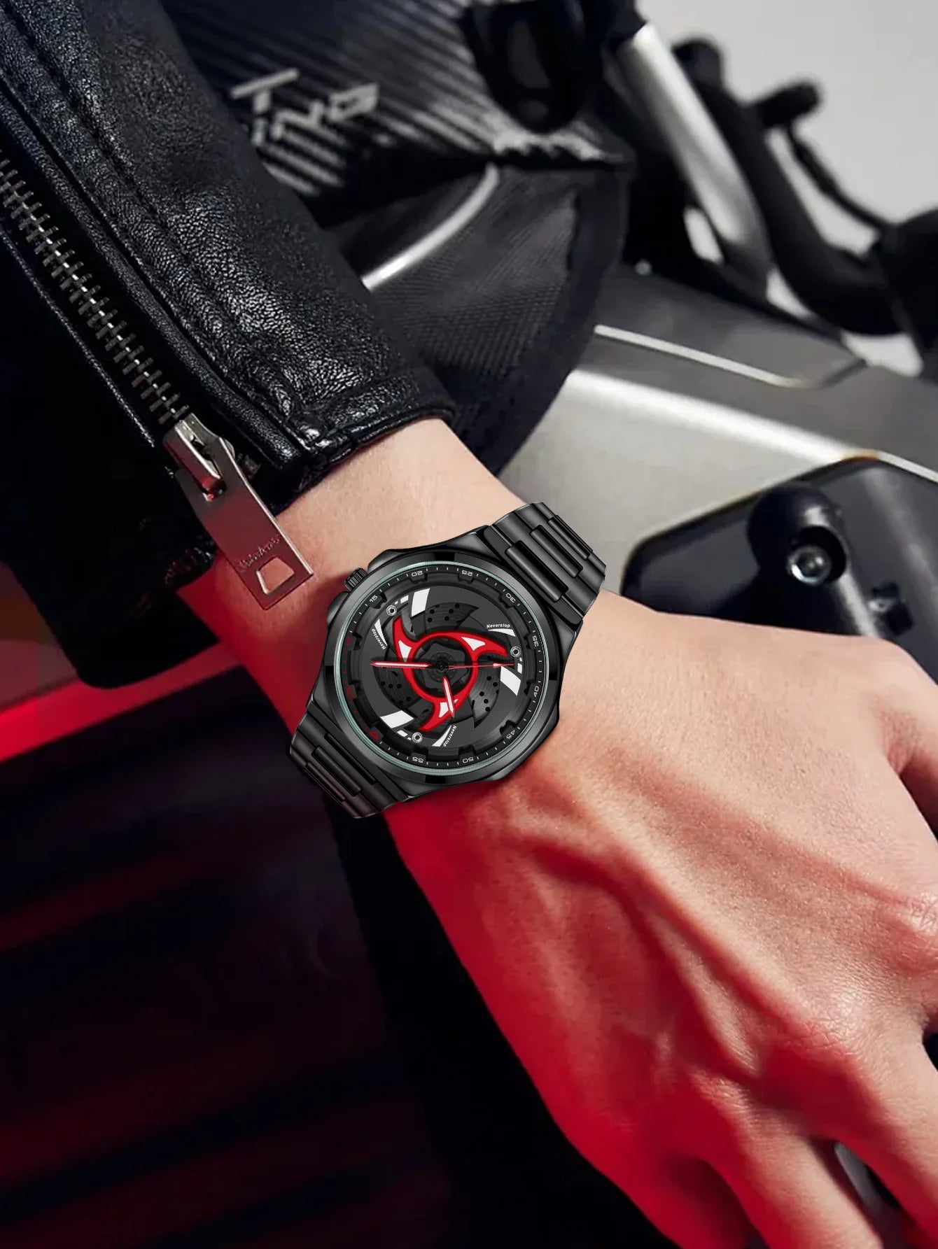 SHARIGEN Anime Quartz Watch – Montre Homme Sharingan Acier Inox Étanche
