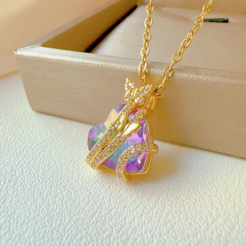AURORA™️ – Peach Heart Pearl Oyster Clavicle Necklace