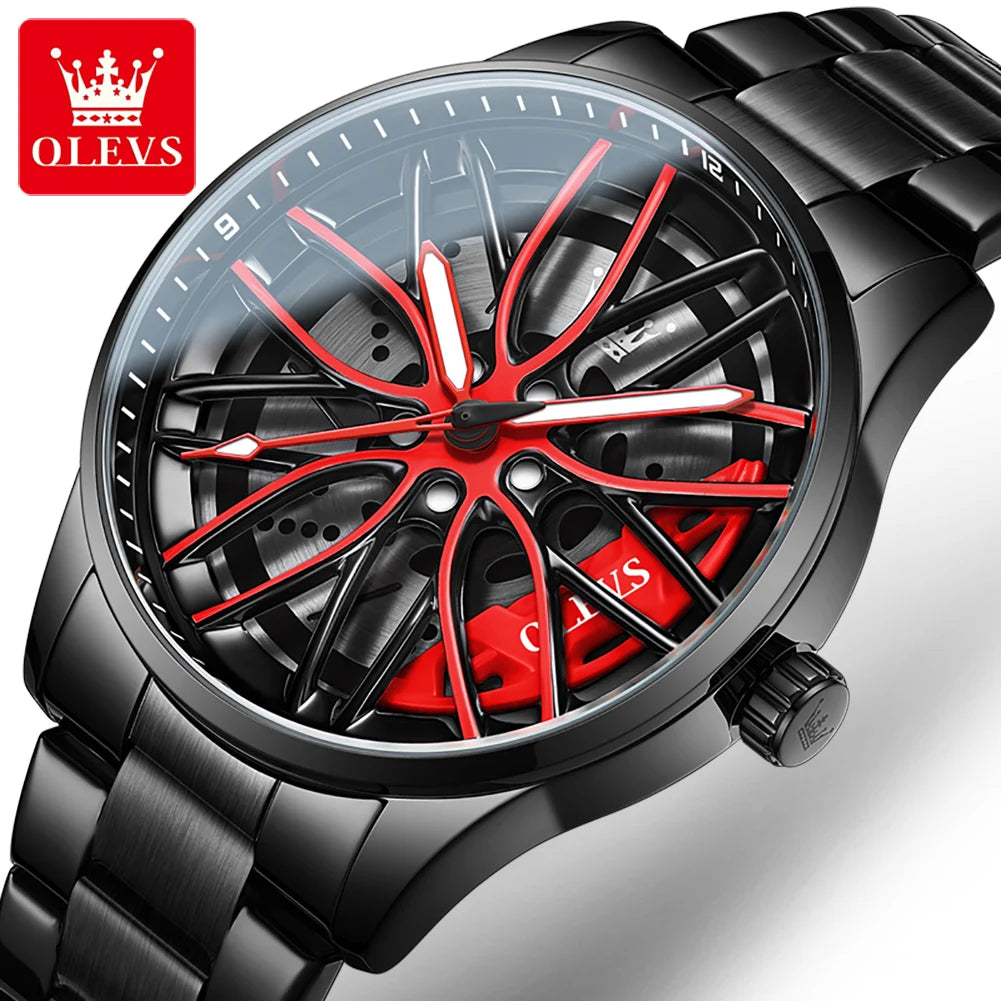 OLEVS 360° Rotary Dial Quartz Watch – Montre Homme Sport Lumineuse Étanche