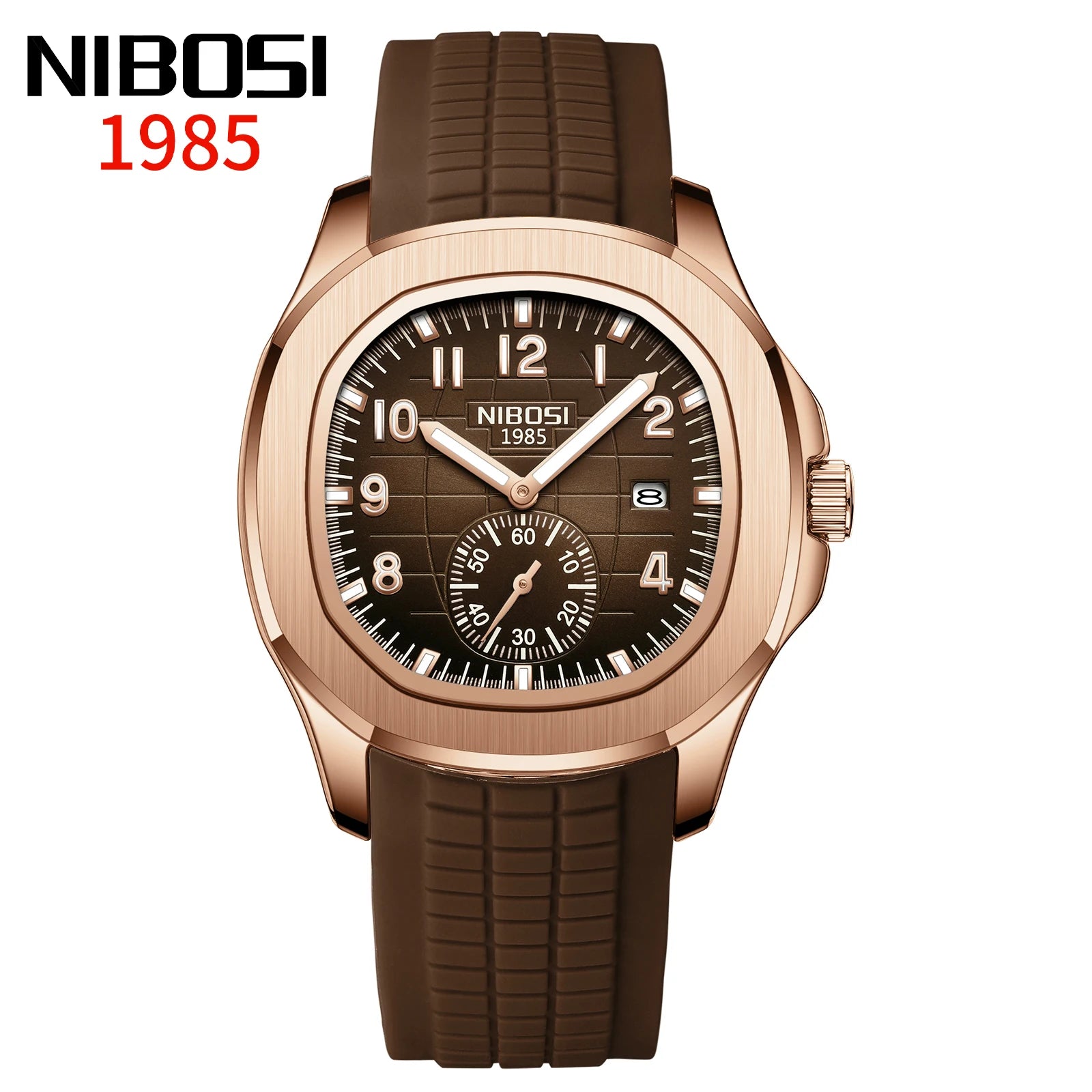 NIBOSI Luxury Watch Business 30ATM Waterproof Male Clock Luminous Date Stainless Steel Square Quartz Men Watches reloj hombre