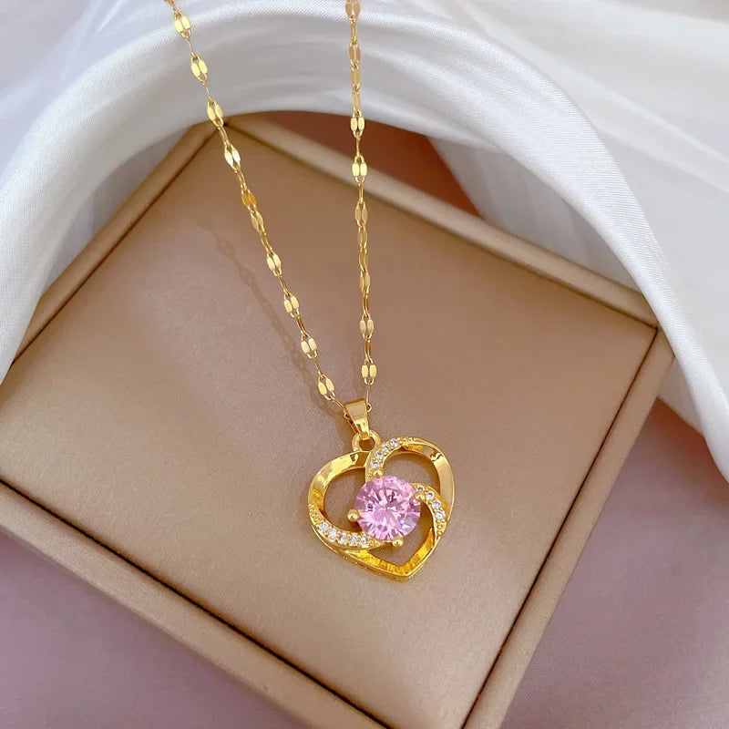 AURORA™️ – Peach Heart Pearl Oyster Clavicle Necklace