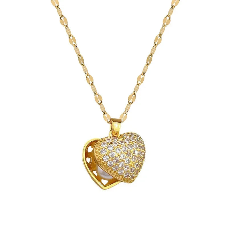 AURORA™️ – Peach Heart Pearl Oyster Clavicle Necklace