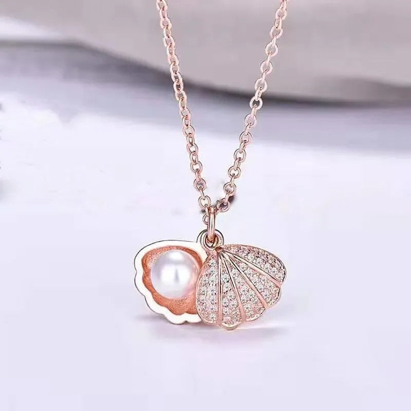 AURORA™️ – Peach Heart Pearl Oyster Clavicle Necklace
