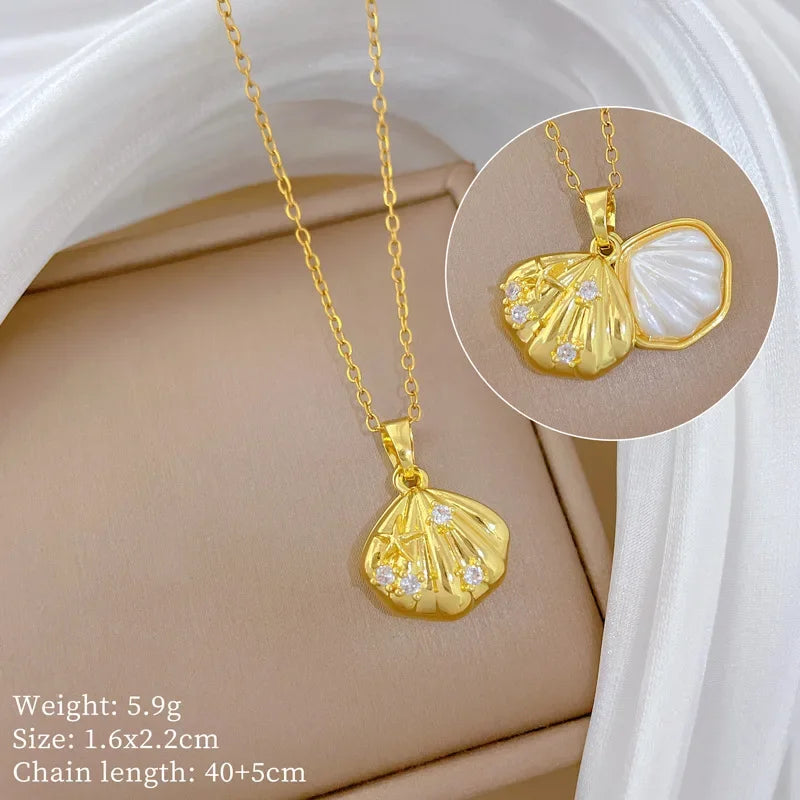 AURORA™️ – Peach Heart Pearl Oyster Clavicle Necklace