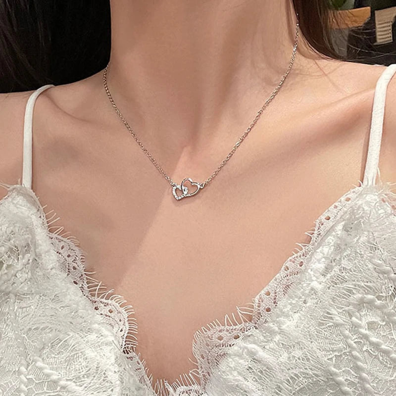 LUMIÉRA™️ – Double Heart Zircon Pendant Necklace
