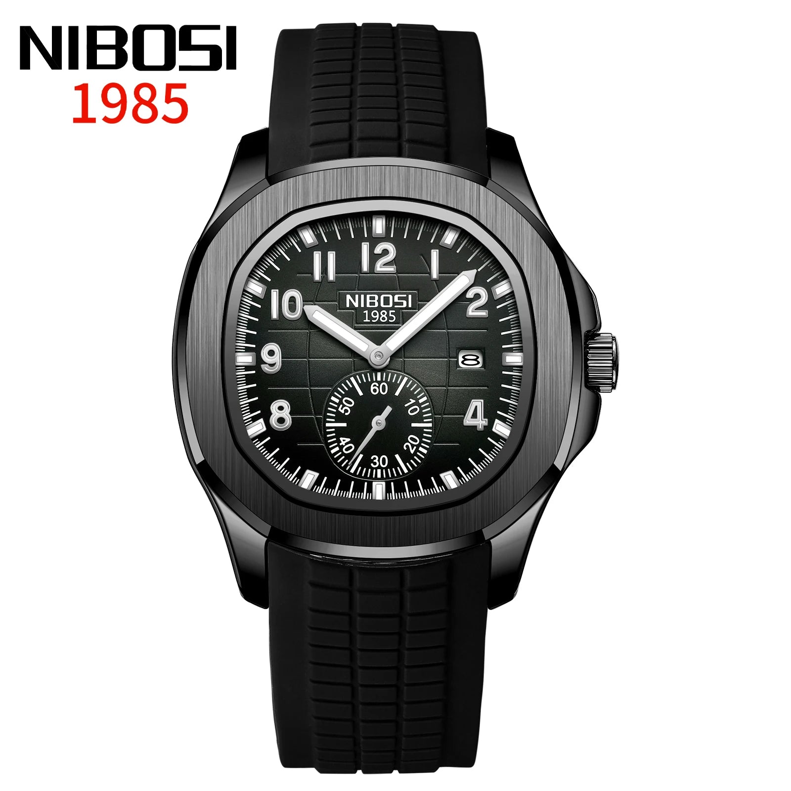 NIBOSI Luxury Watch Business 30ATM Waterproof Male Clock Luminous Date Stainless Steel Square Quartz Men Watches reloj hombre
