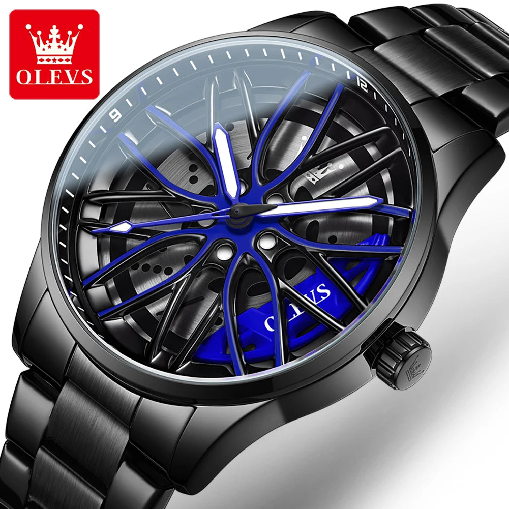 OLEVS 360° Rotary Dial Quartz Watch – Montre Homme Sport Lumineuse Étanche