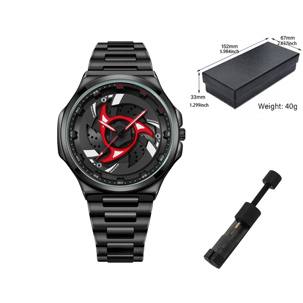 SHARIGEN Anime Quartz Watch – Montre Homme Sharingan Acier Inox Étanche