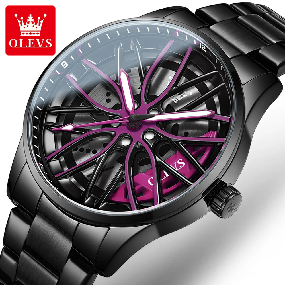 OLEVS 360° Rotary Dial Quartz Watch – Montre Homme Sport Lumineuse Étanche