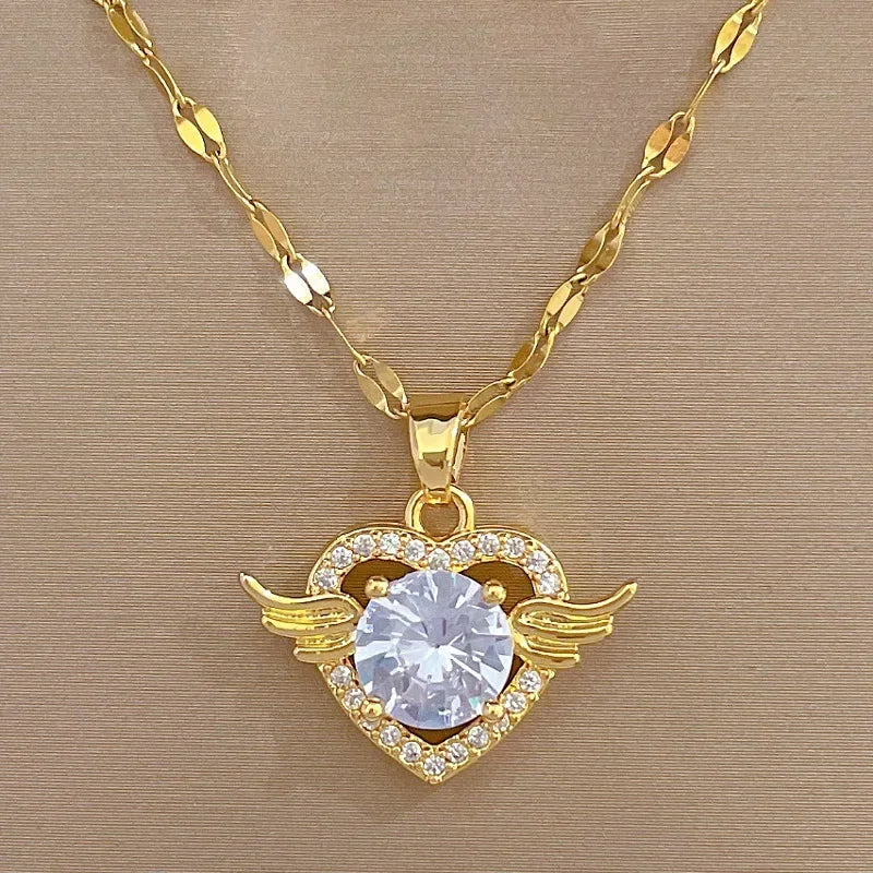 AURORA™️ – Peach Heart Pearl Oyster Clavicle Necklace