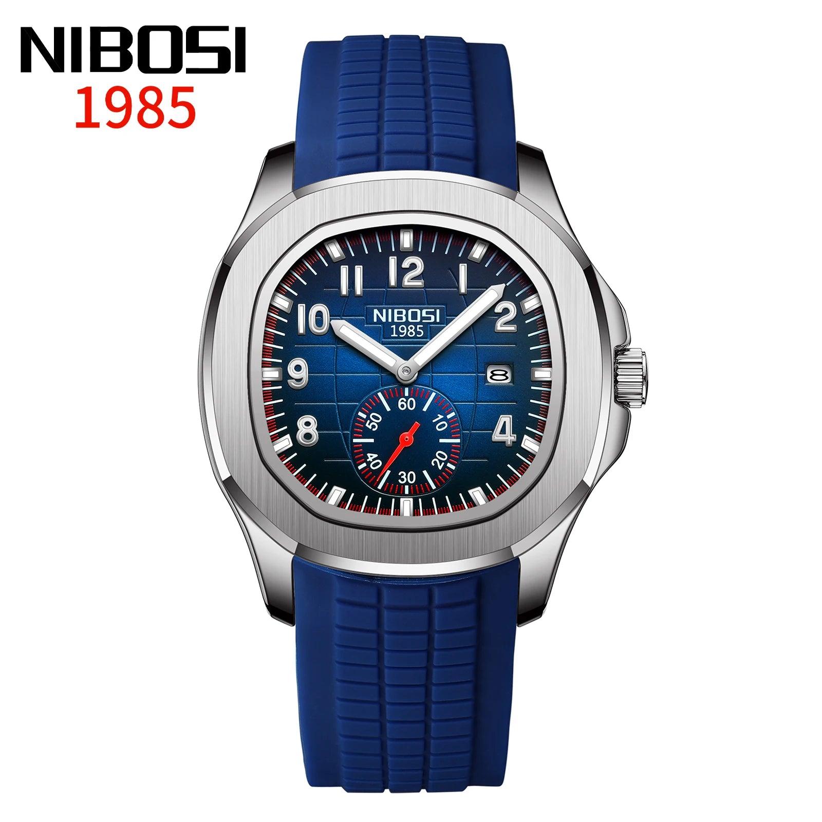 NIBOSI Luxury Watch Business 30ATM Waterproof Male Clock Luminous Date Stainless Steel Square Quartz Men Watches reloj hombre