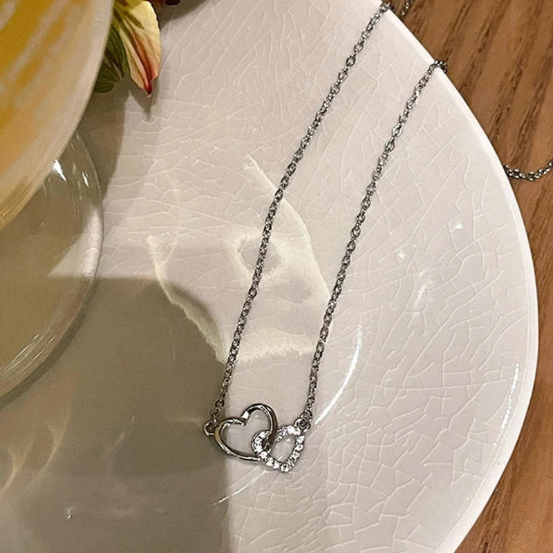 LUMIÉRA™️ – Double Heart Zircon Pendant Necklace