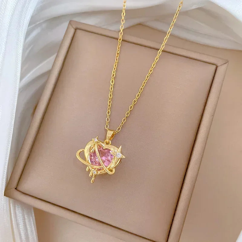 AURORA™️ – Peach Heart Pearl Oyster Clavicle Necklace