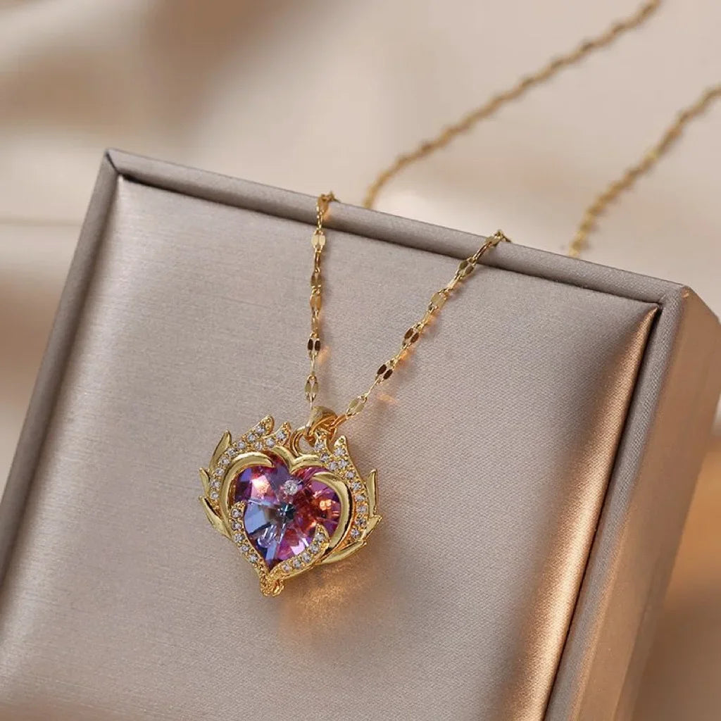 AURORA™️ – Peach Heart Pearl Oyster Clavicle Necklace