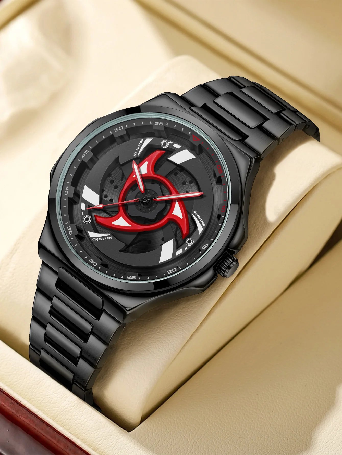 SHARIGEN Anime Quartz Watch – Montre Homme Sharingan Acier Inox Étanche