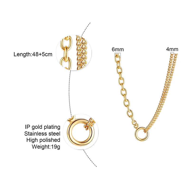 VALORA™️ – Oval Cable & Cuban Link Statement Necklace