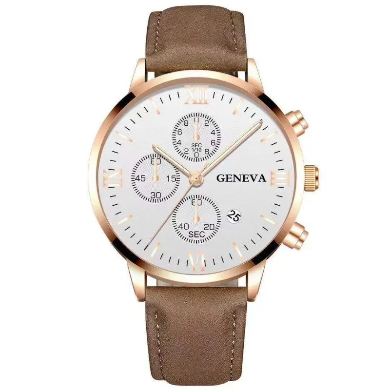 Geneva Elite™ Leather Watch