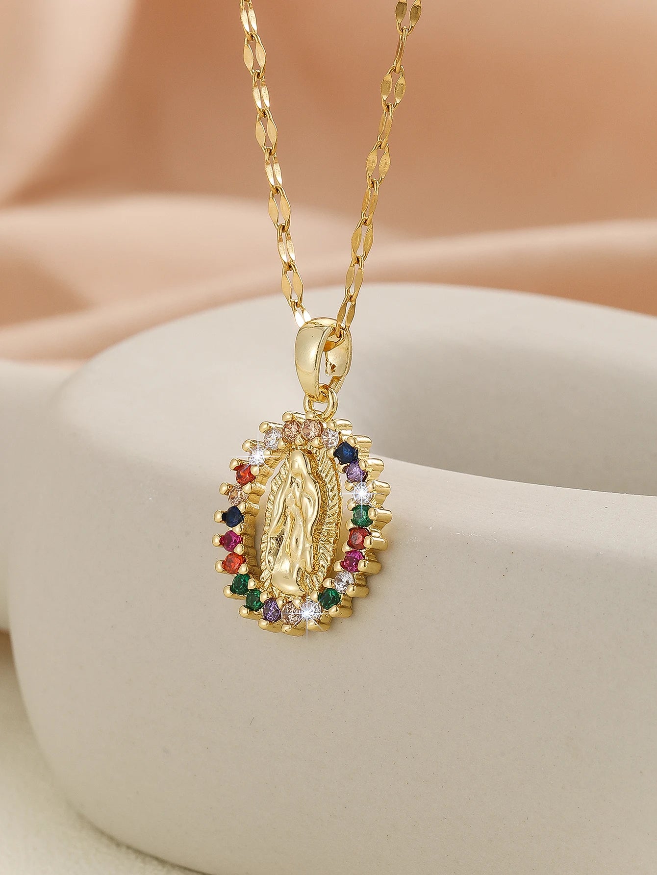 CELESTIA™️ – Virgin Mary Starry Sky Zircon Pendant Necklace