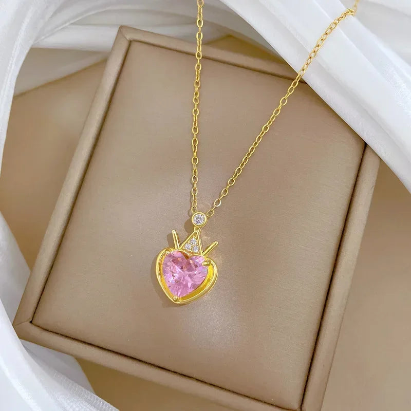 AURORA™️ – Peach Heart Pearl Oyster Clavicle Necklace
