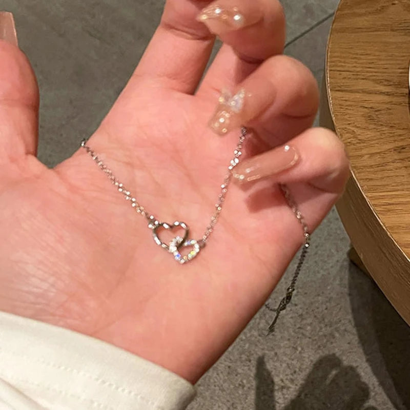 LUMIÉRA™️ – Double Heart Zircon Pendant Necklace