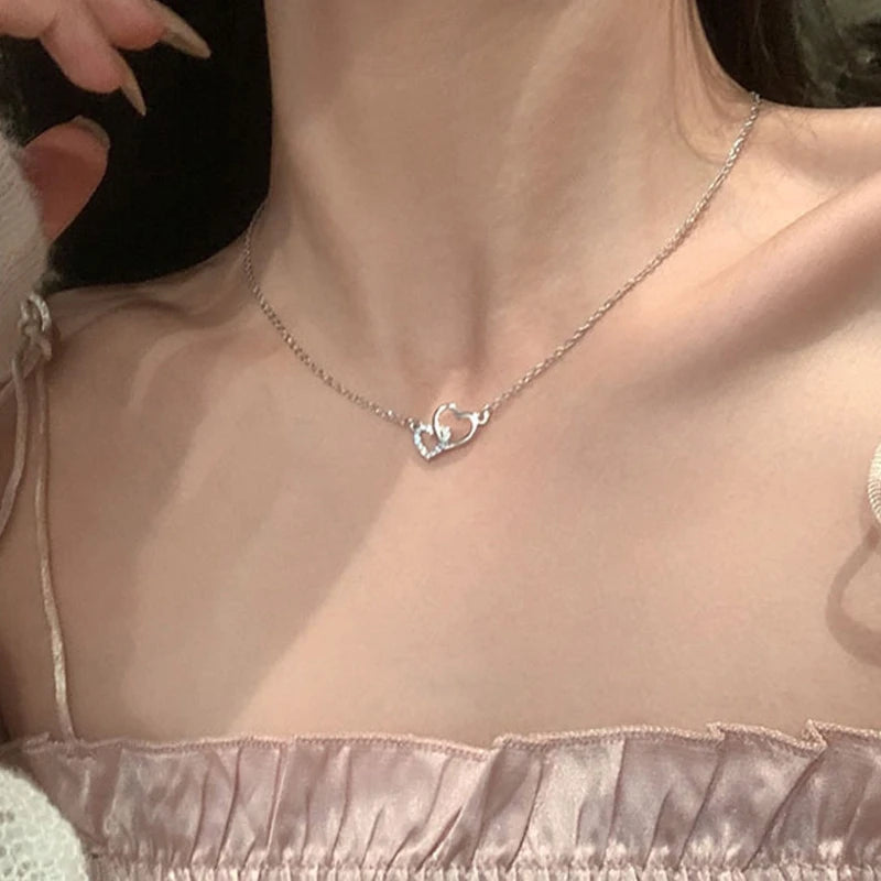 LUMIÉRA™️ – Double Heart Zircon Pendant Necklace