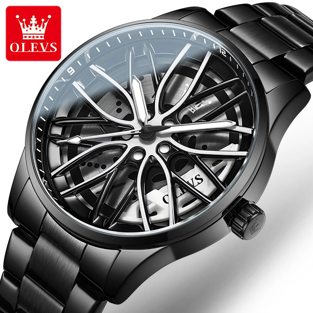 OLEVS 360° Rotary Dial Quartz Watch – Montre Homme Sport Lumineuse Étanche