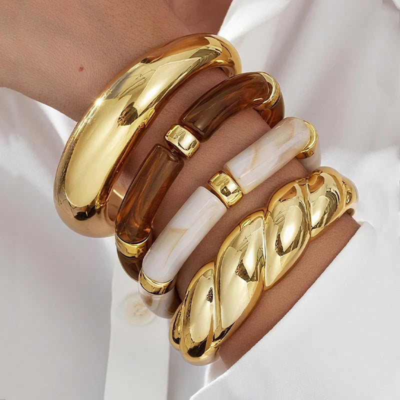 AURAVIA™️ – 4-Piece Vintage Resin Bangle Set