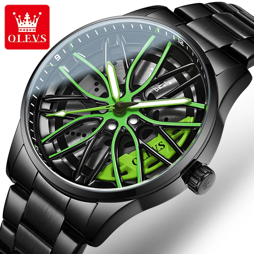 OLEVS 360° Rotary Dial Quartz Watch – Montre Homme Sport Lumineuse Étanche