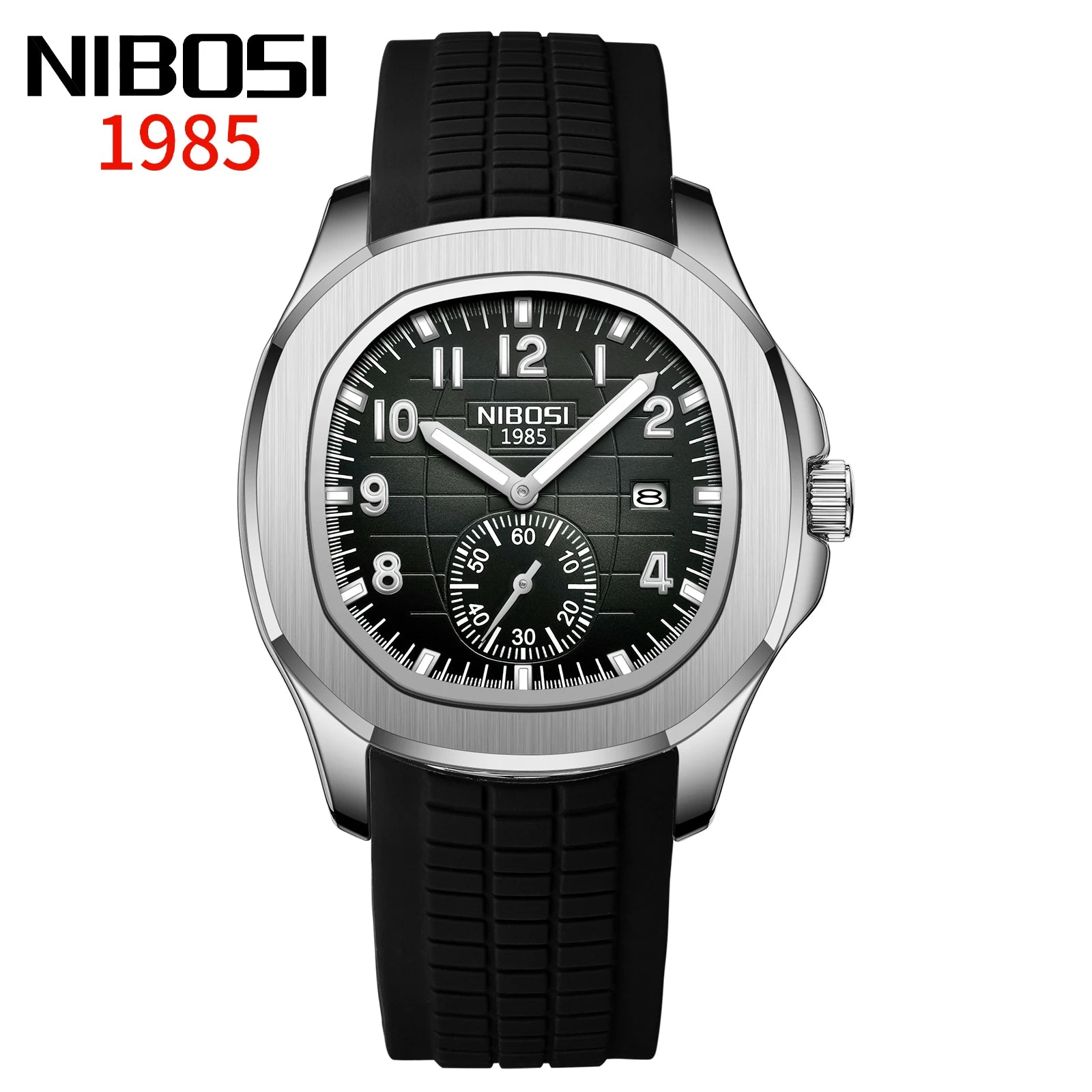 NIBOSI Luxury Watch Business 30ATM Waterproof Male Clock Luminous Date Stainless Steel Square Quartz Men Watches reloj hombre