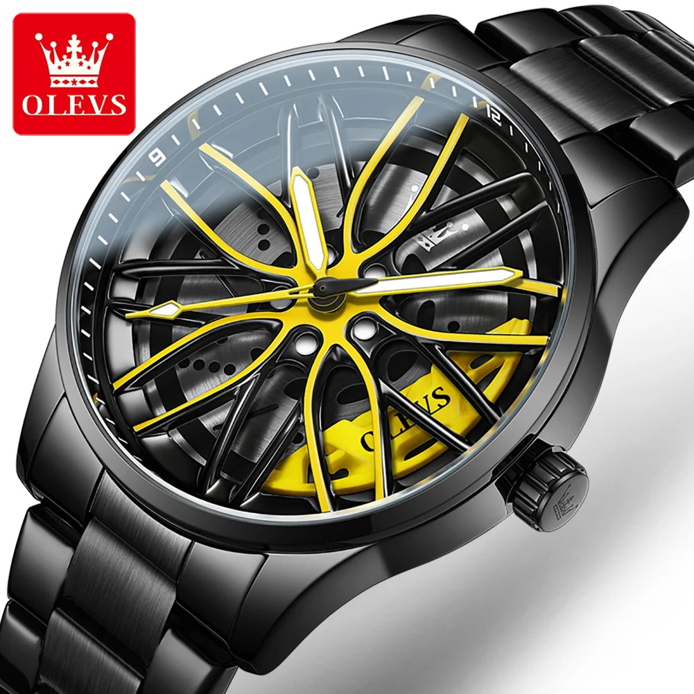 OLEVS 360° Rotary Dial Quartz Watch – Montre Homme Sport Lumineuse Étanche